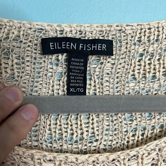 Eileen Fisher Organic Cotton & Linen Open Knit Bateau Neck Sweater - Picture 5 of 8